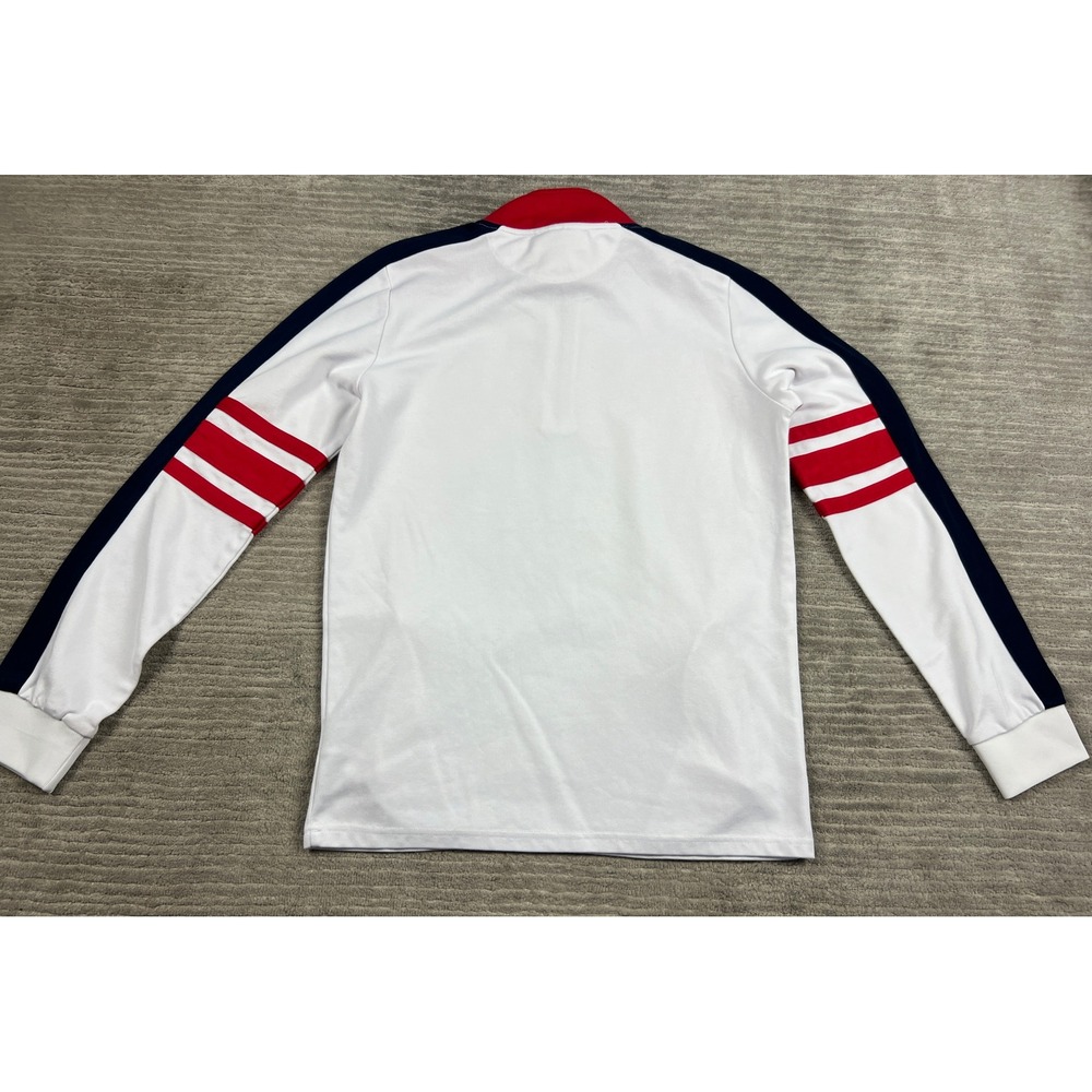 Fila Quarter Zip Pullover Mens Medium White Navy Colorblock Striped Sweatshirt - Picture 14 of 16